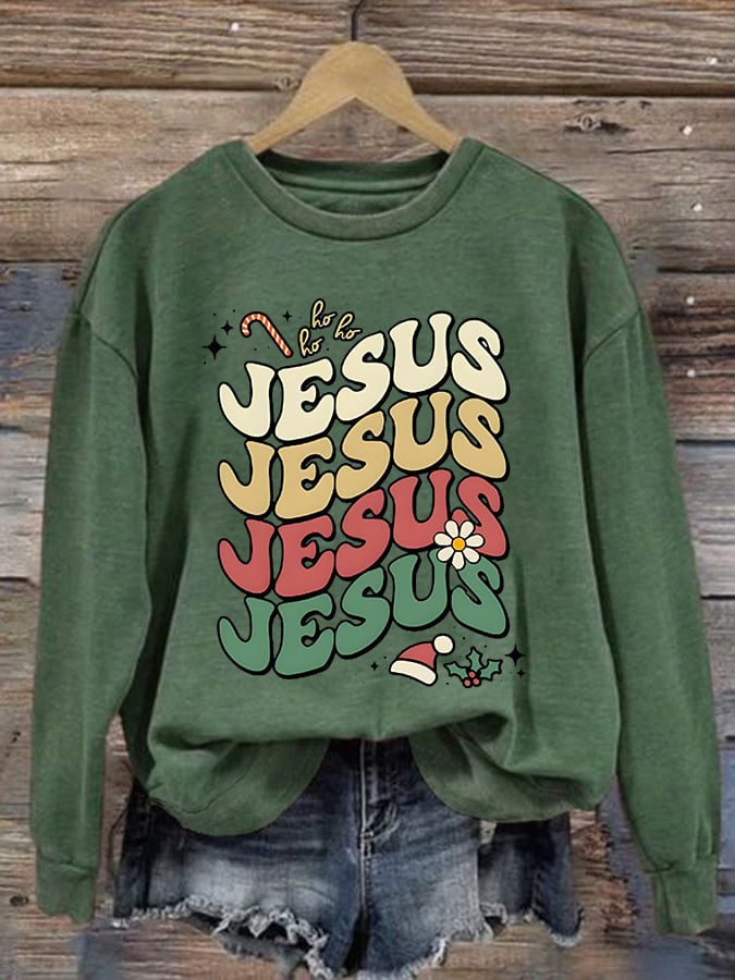 Women'S Casual Jesus Christmas Christian Print Sweatshirt