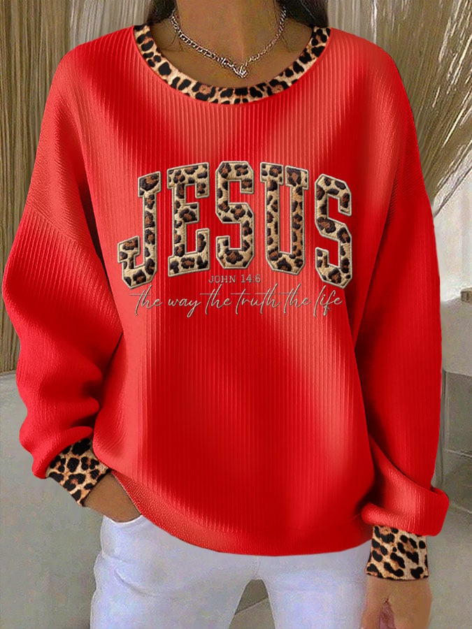 Women's Vintage Faith Print Knitted Sweatshirt