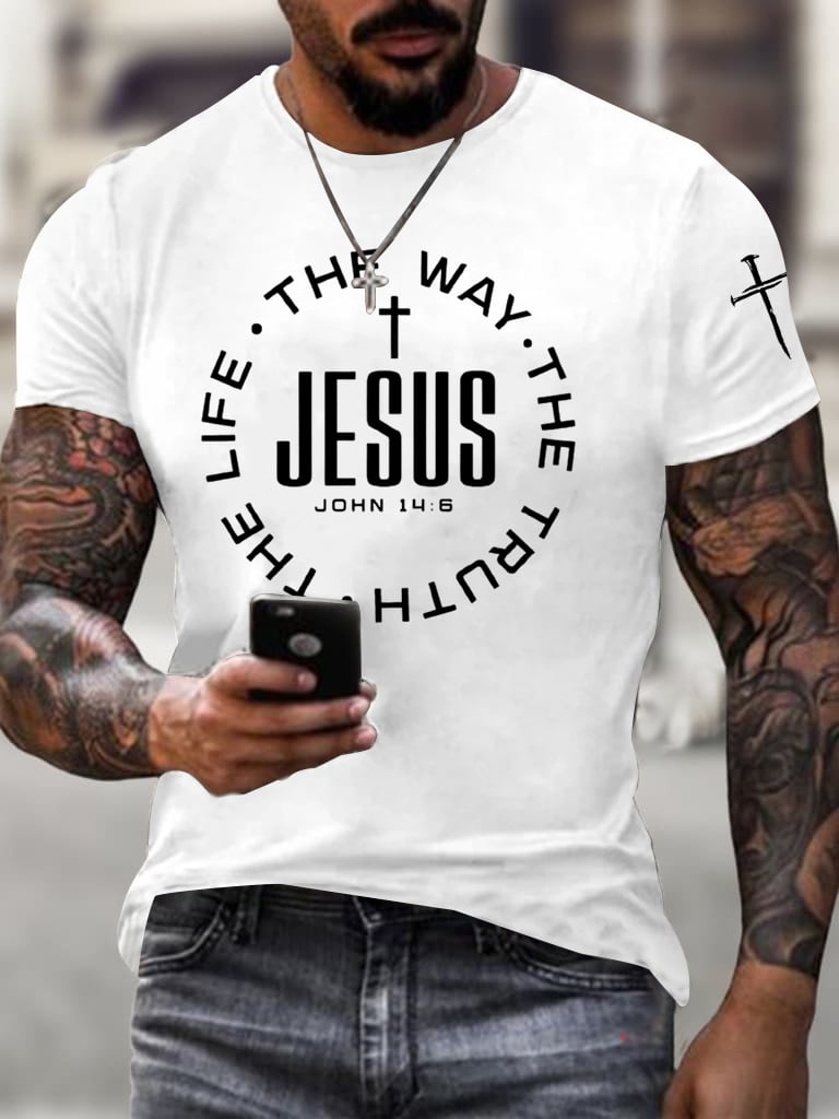 Men's Jesus The Way The Truth The Life Printed Casual T-Shirt