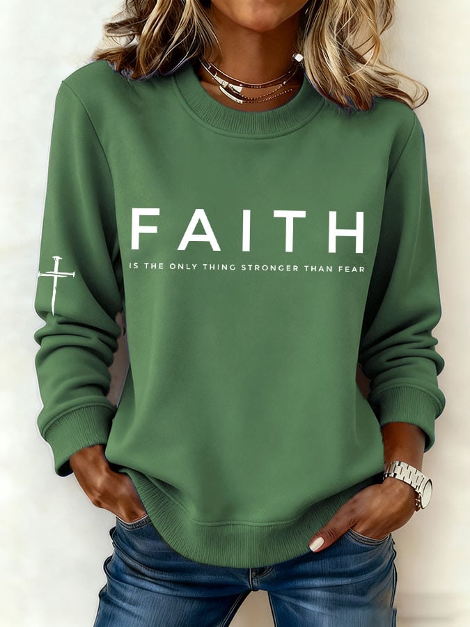 Women'S Faith Cross Print Sweatshirt